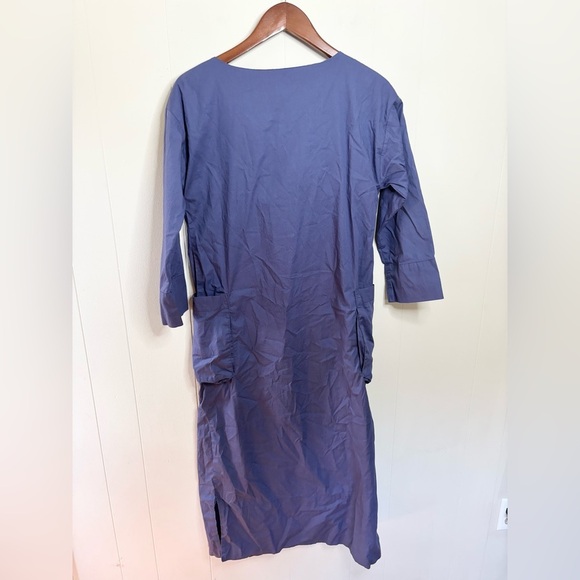 Alpha Studio blue periwinkle cotton poplin midi dress pockets size it 38 US XS - Picture 6 of 6